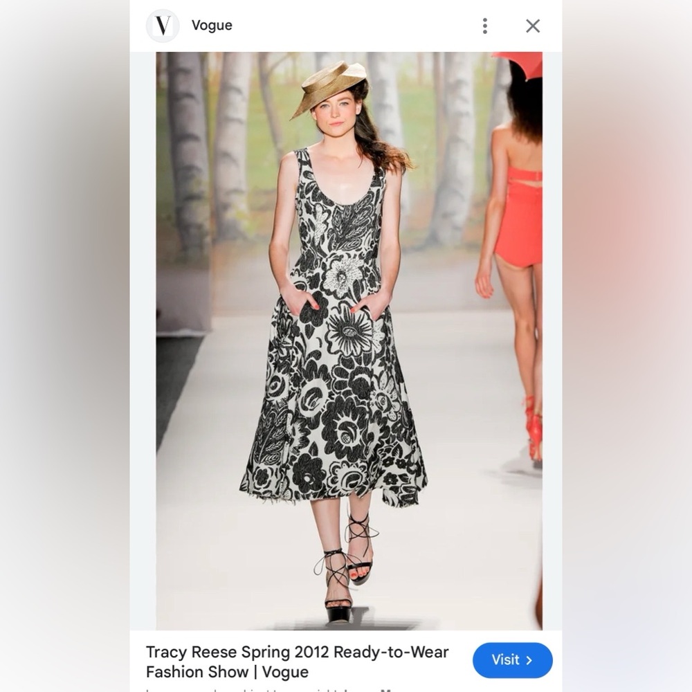 Tracy Reese SPRING 2012 READY-TO-WEAR Brocade Black & White Flower Dress Sz 4